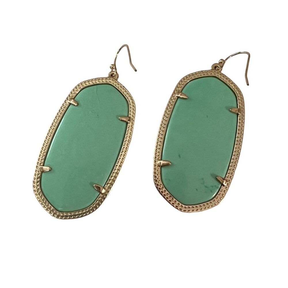 NIB Kendra Scott Danielle Gold Plated Magnesite Earrings Drop 2" Original Pouch